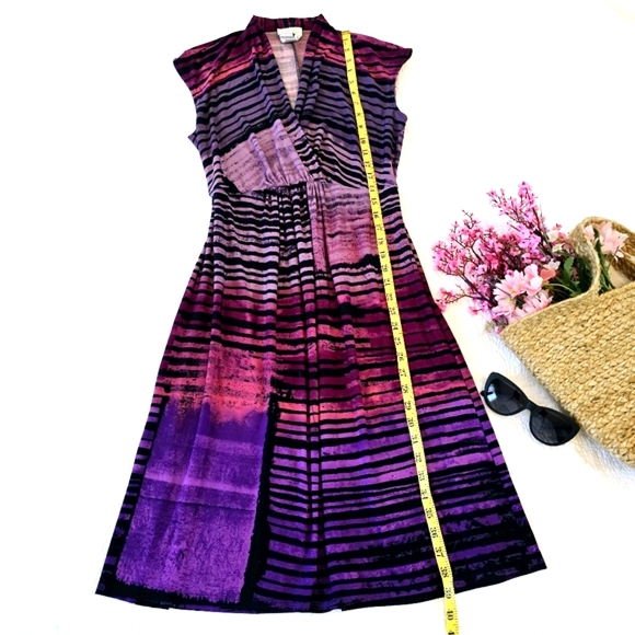Donna Morgan Women's Mini Dress Size 10 Abstract Design In Purples Stretchy Work - Picture 9 of 11